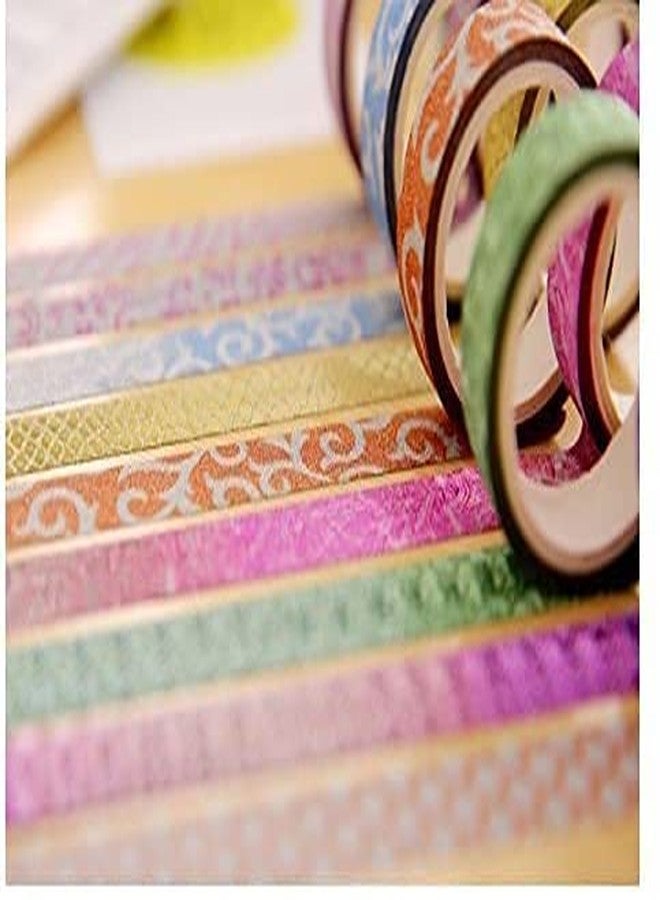 ABAJ colourful Decorative Adhesive Glitter Tape Rolls, Length 3m Each, Set of 10 (Colors As Per Availability) - Image 5