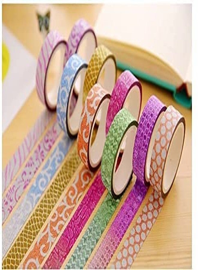 ABAJ colourful Decorative Adhesive Glitter Tape Rolls, Length 3m Each, Set of 10 (Colors As Per Availability) - Image 2
