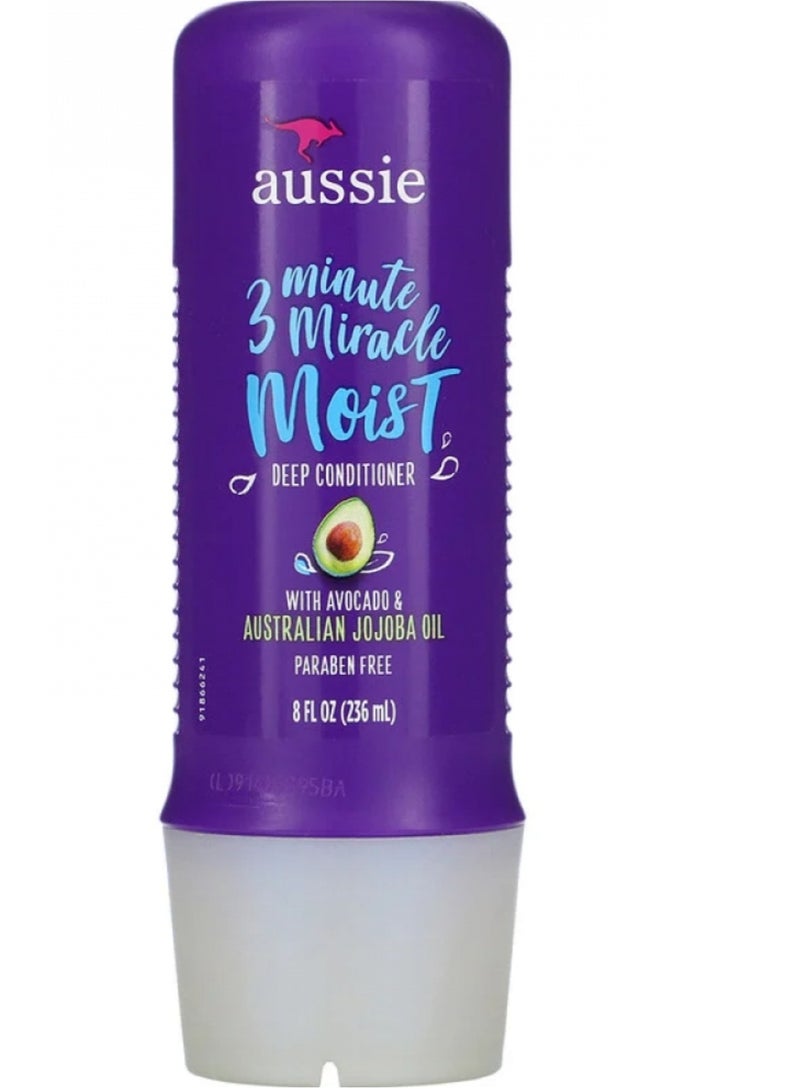 أوسي بلسم الشعر الأسترالي المعجزة 3minute moist deep conditioner بخلاصة الأفوكادو وزيت الجوجوبا الأسترالي الخالي من البارابين 236 مل - Image 1