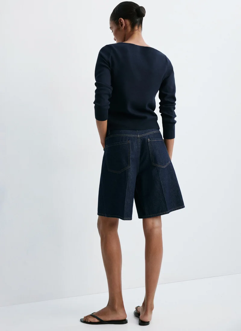 مانجو Fine-Knit Boat-Neck Sweater