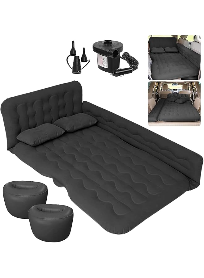 Fh Inflatable Car Air Mattress SUV Seat Bed Portable Foldable Car Air Bed for Outdoor Camping Sleeping Black - Image 1