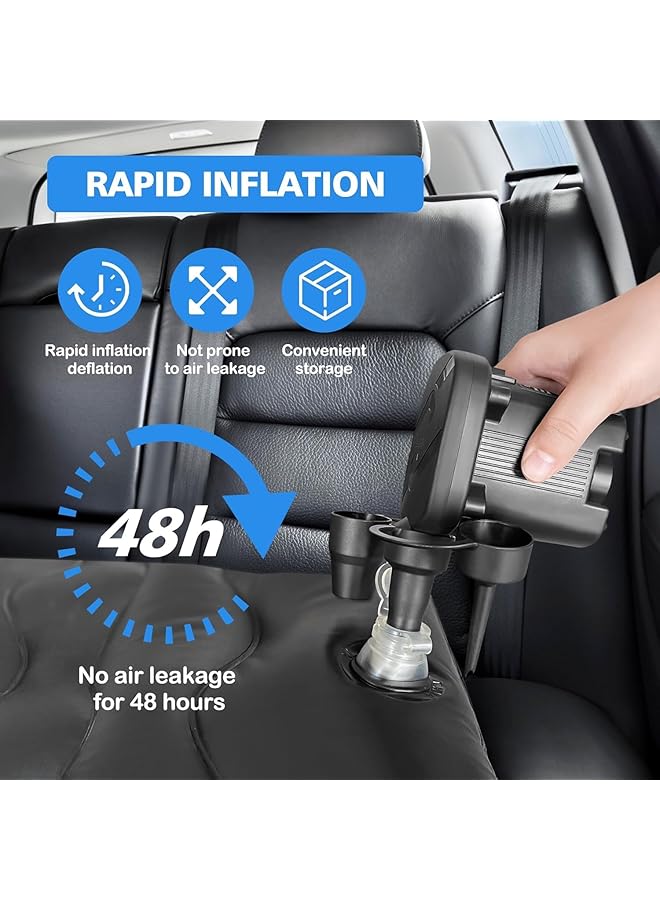 Fh Inflatable Car Air Mattress SUV Seat Bed Portable Foldable Car Air Bed for Outdoor Camping Sleeping Black - Image 5