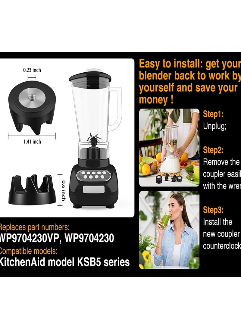 Zikra Blender Coupler for KitchenAid 9704230, 3 Pack Blender Coupler Blender Coupling Replacement Parts with 1 Wrench Compatible with KitchenAid WP9704230VP WP9704230 KSB52, KSB5, 5KSB52 and 5KSB5 - Image 4