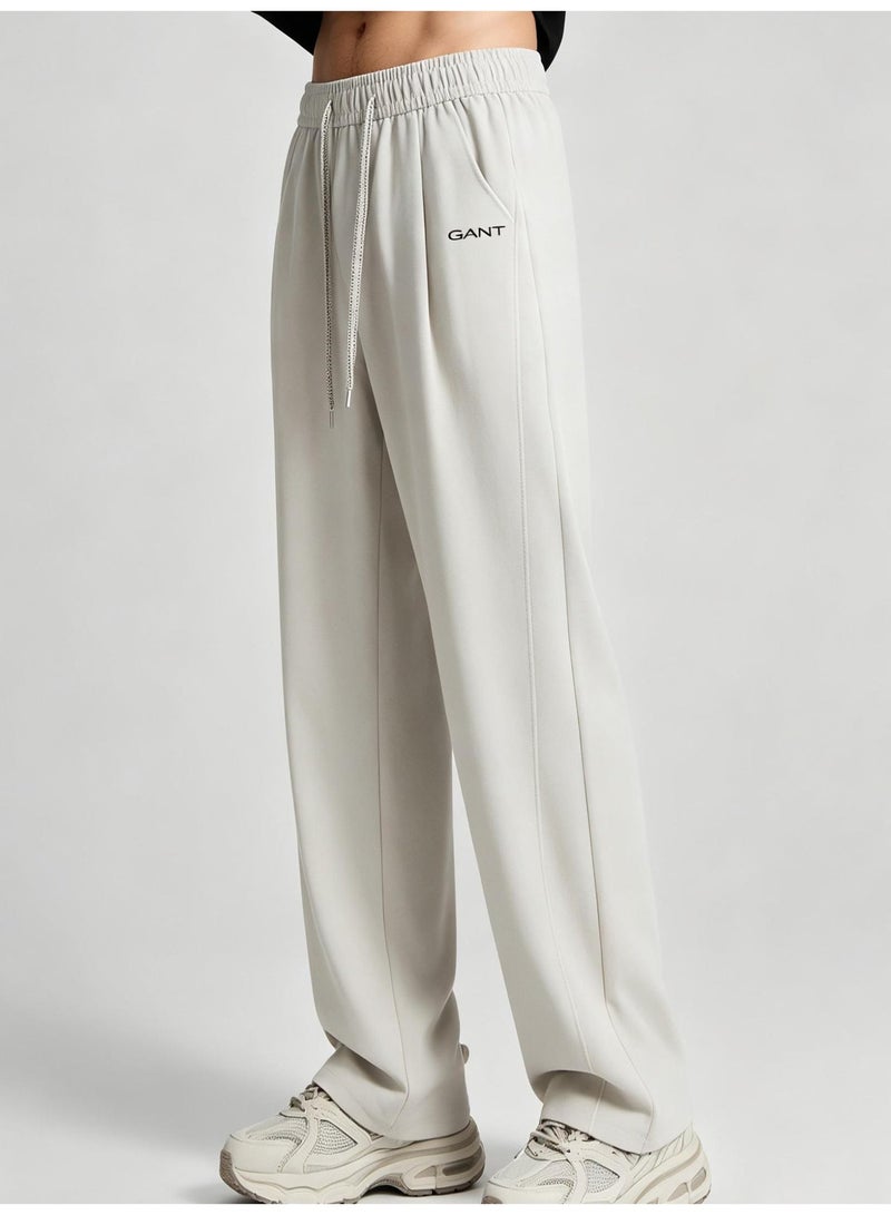 GANT Unisex Loose Wide Leg Casual Sweatpants, Elastic Waist Drawstring Trousers, Off‑White - Image 4