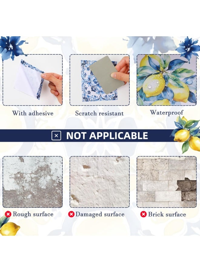 JOGAMS 24Pcs 4×4 Inch Lemon Tile Stickers Watercolor Mediterranean Style Peel and Stick Waterproof PVC for Kitchen and Bathroom - Image 3