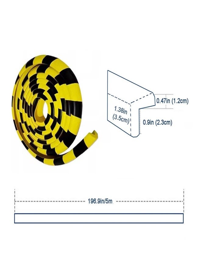 OYKSHDF Wall Edge Corner Guards, 196.9in/5m Yellow Black Safety Bumpers, Self-Adhesive Foam Protector Padding, Warehouse Racks, Shelves, Garage & Equipment Protection (1, Yellow+Black, 196.5in/5m) - Image 3