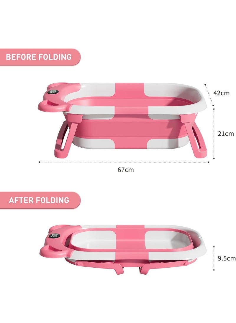 bbet Baby Bath Tub Foldable Baby Bathtub With Temperature Sensing  with Bathmat Cushion Bathtub Baby Tube  - Image 5