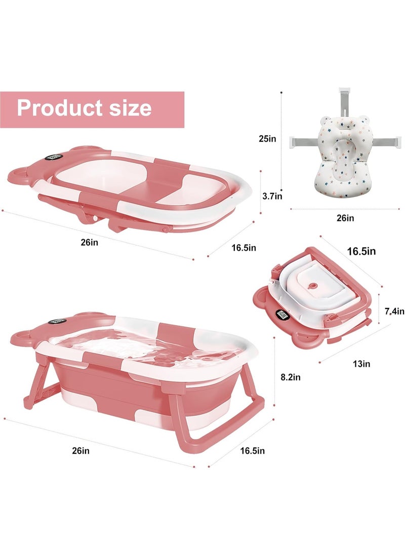 bbet Baby Bath Tub Foldable Baby Bathtub With Temperature Sensing  with Bathmat Cushion Bathtub Baby Tube  - Image 4