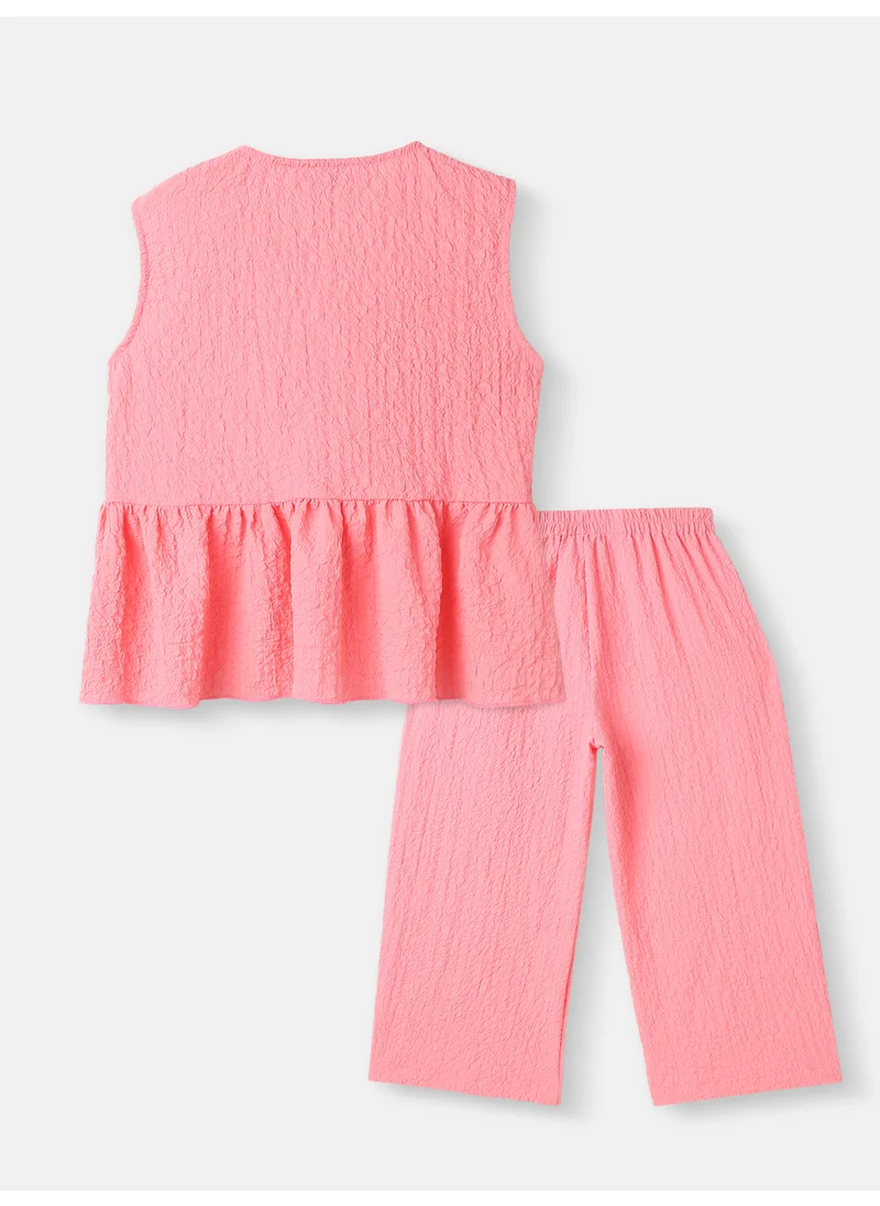 Nautinati Girls’ Crepe Assymetric Clothing Set |Frill Top and Pants Set | 2-8 Years