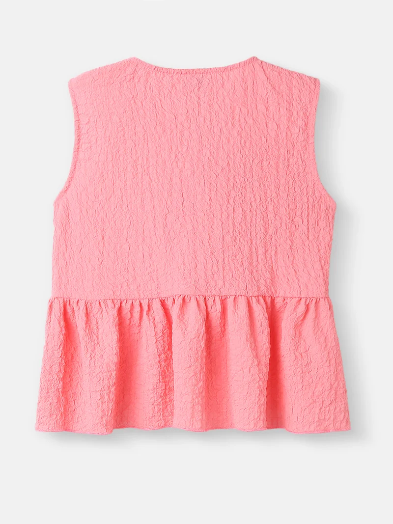 Nautinati Girls’ Crepe Assymetric Clothing Set |Frill Top and Pants Set | 2-8 Years