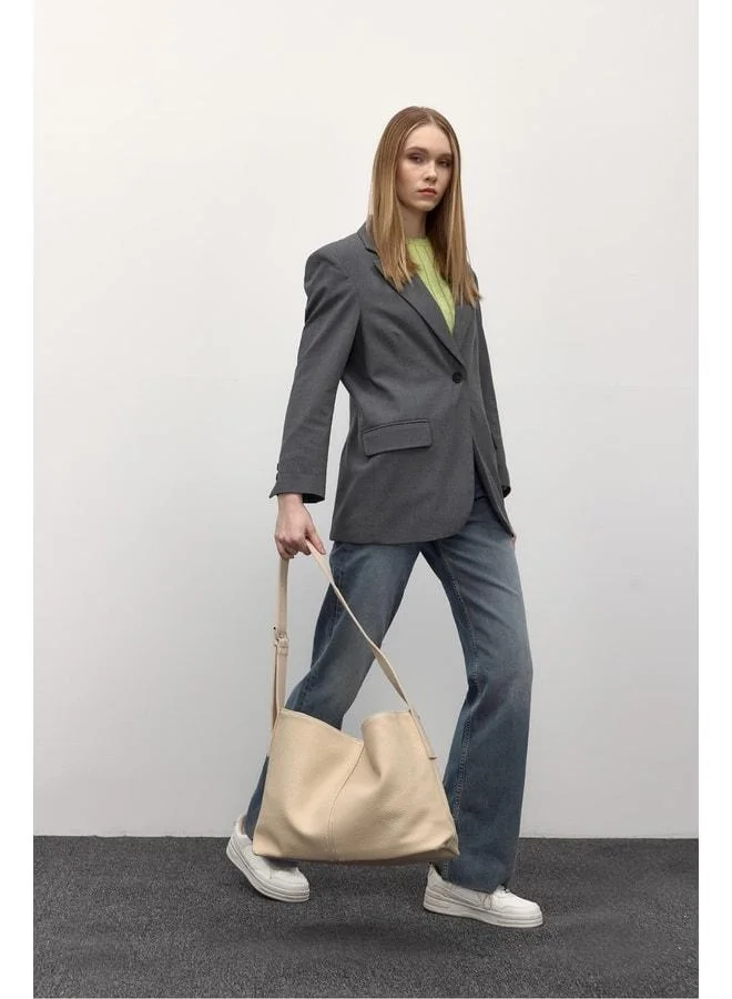 Shule Bags  Agatha Cream Leather Shoulder Bag. for Women | Best Price UAE