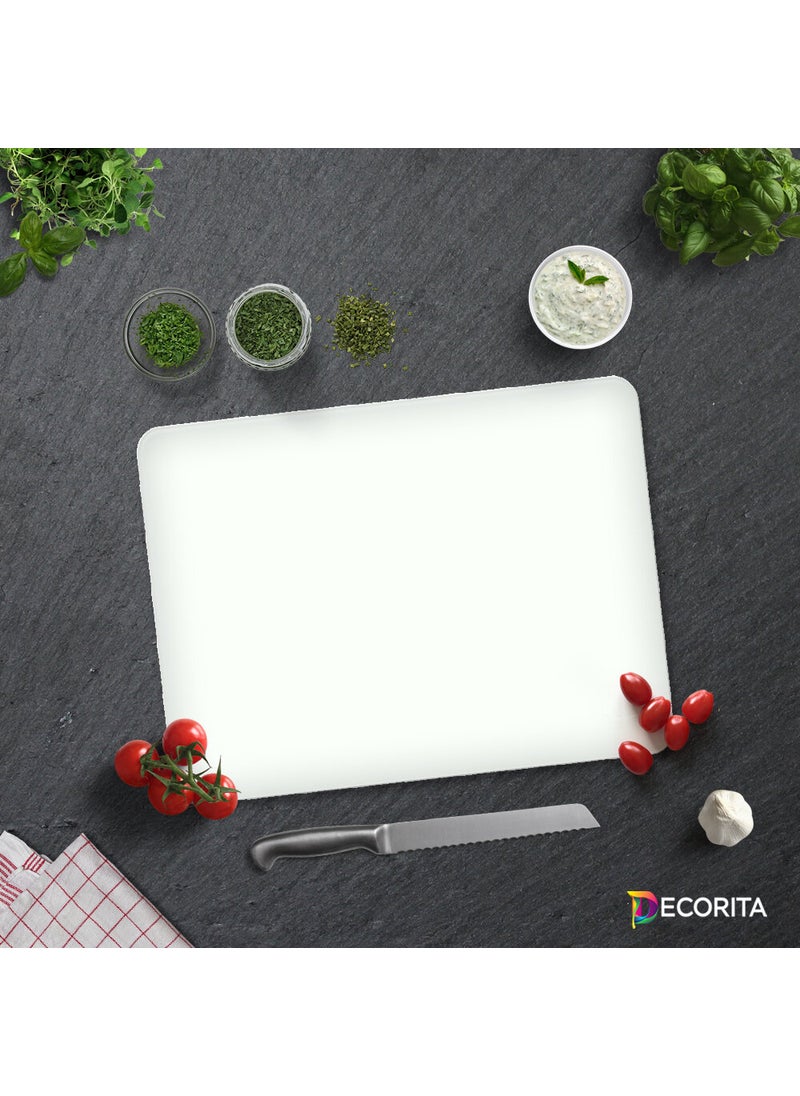 DECORITA Solid Color - White | Glass Cutting Board - Glass Cutting Table | 30cmx40cm 
