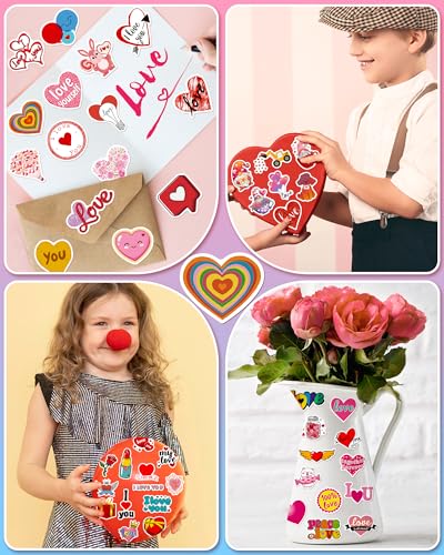 Benresive 300 Pcs Valentines Day Stickers for Kids Bulk Valentines Day Crafts Party Favors Goody Bag Stuffers Waterproof Vinyl Laptop Water Bottle Stickers - Image 5