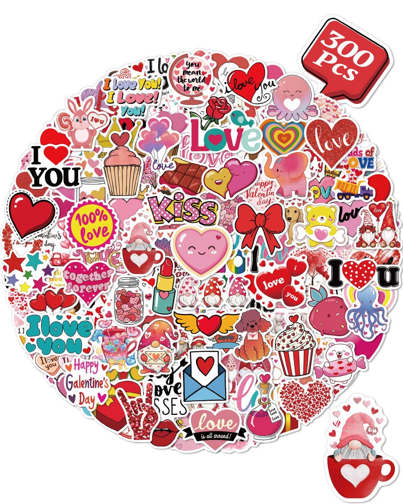 Benresive 300 Pcs Valentines Day Stickers for Kids Bulk Valentines Day Crafts Party Favors Goody Bag Stuffers Waterproof Vinyl Laptop Water Bottle Stickers - Image 4
