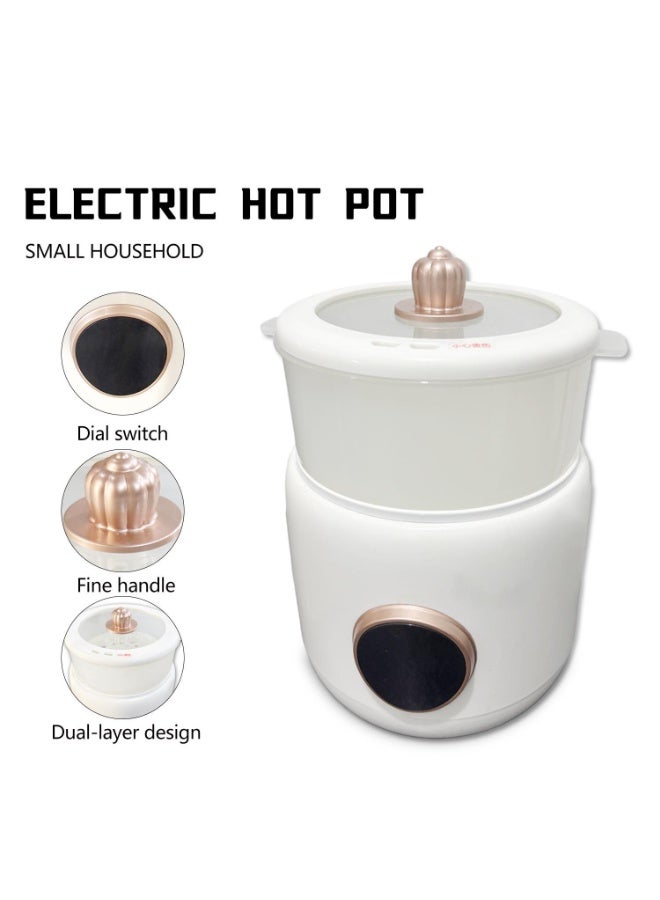 طنجرة أرز، سعة 2.0 لتر، منزلية صغيرة، 3 قطع مع وعاء داخلي غير لاصق، وغطاء من الفولاذ المقاوم للصدأ، ومغرفة أرز وكوب قياس، تتضمن وظيفة الطهي والبخار والتدفئة - Image 3