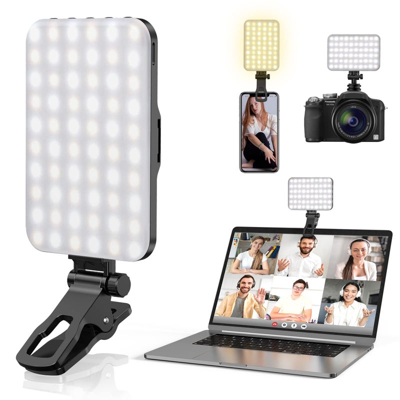 Anautin Selfie Light, 60 LED 2200mAh Rechargeable Cell Phone Fill Light 7 Modes, 10-Level Brightness, Portable Clip on Light for Phone/Tablet/Laptop, Zoom Call Vlog Makeup TikTok Video Fill Light - Image 1