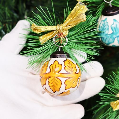 Indian-Shelf IndianShelf 12 Colourful Christmas Balls with Ribbon- Porcelain Christmas Ornaments- Multicolor Ceramic Tree Balls- Large Christmas Ornaments- Ball Ornaments for Christmas - Vintage Christmas Ornament - Image 2
