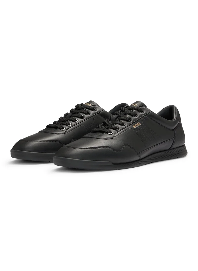 بوس Nappa-leather trainers with perforated details