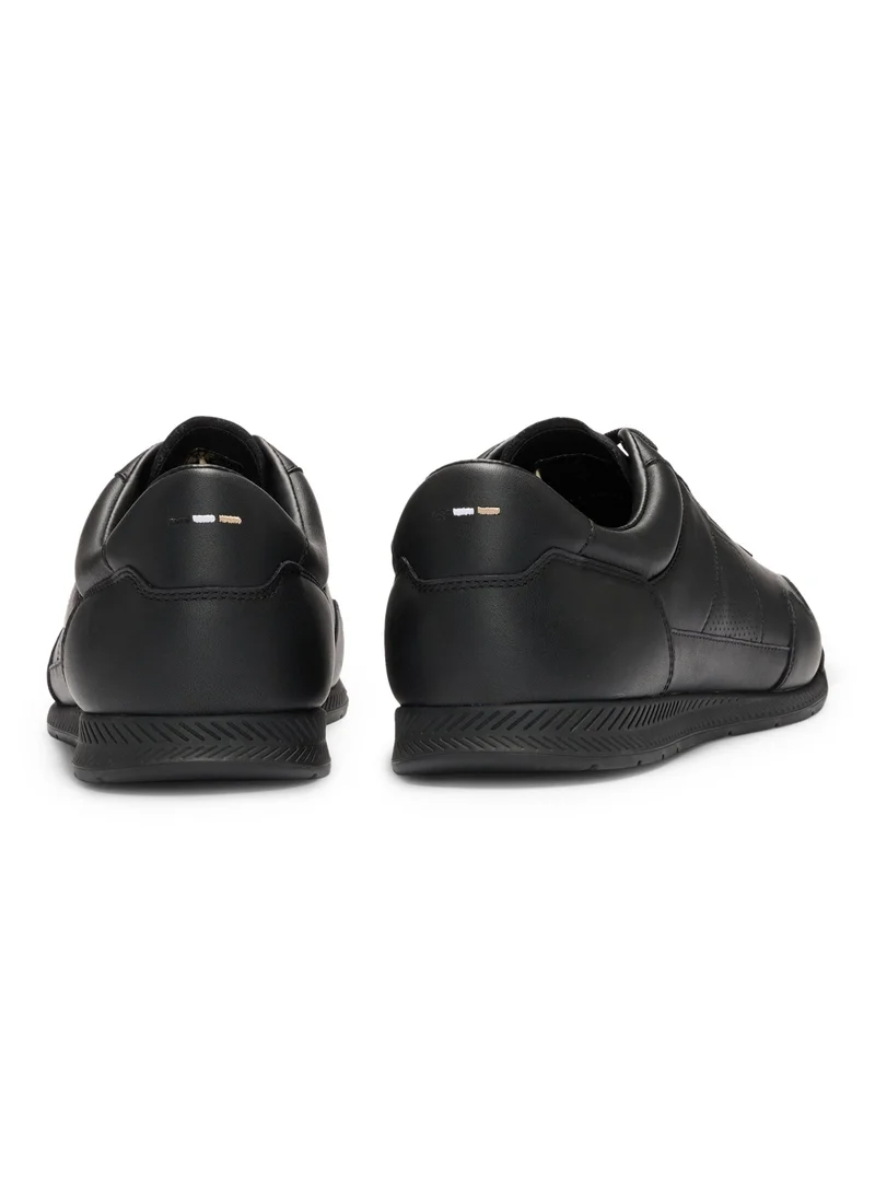 BOSS Nappa-leather trainers with perforated details