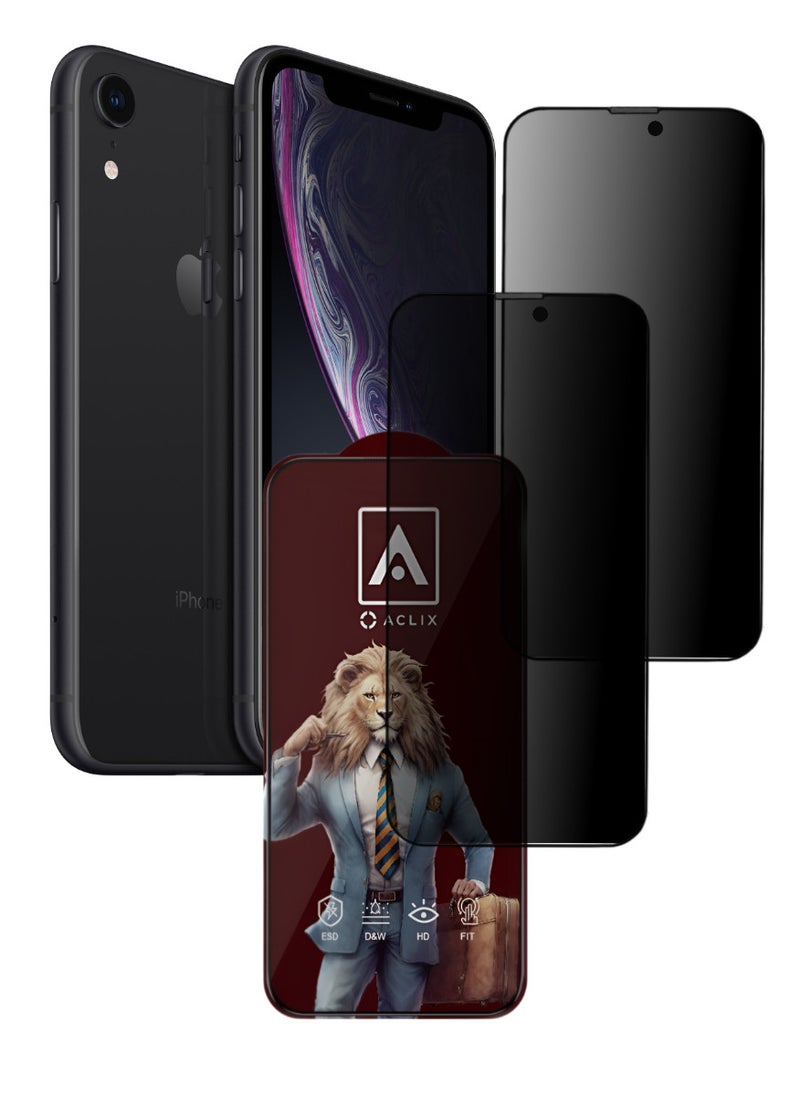 ACLIX 2 Pieces Antistatic ESD Dustproof Premium Quality High Definition Anti-Spy Privacy Tempered Glass Screen Protector Designed For  iPhone XR - Image 1