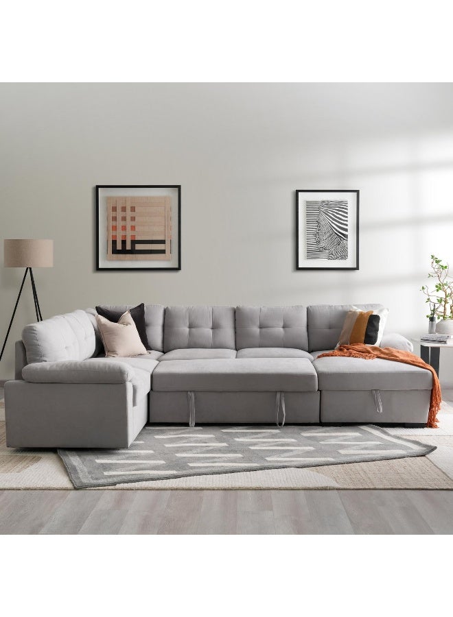 Pan Home Kabo Corner Sofa Bed - Light Grey  - Image 5