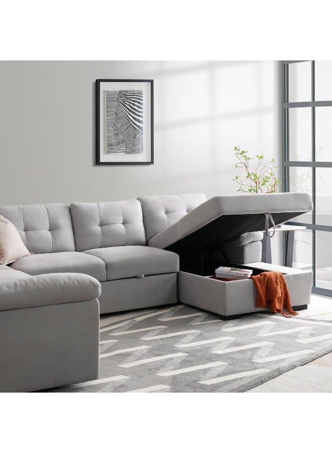 Pan Home Kabo Corner Sofa Bed - Light Grey  - Image 3