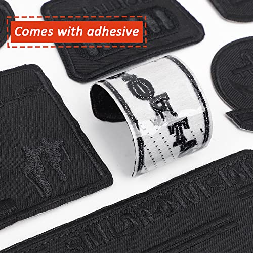 Yitexin 10Pcs Black Embroidered Patches, Iron on and Sew on Applique, Embroidery Badge Emblem, Clothing Repair and Decoration, Stickers for Clothes DIY Accessory (Black) - Image 4