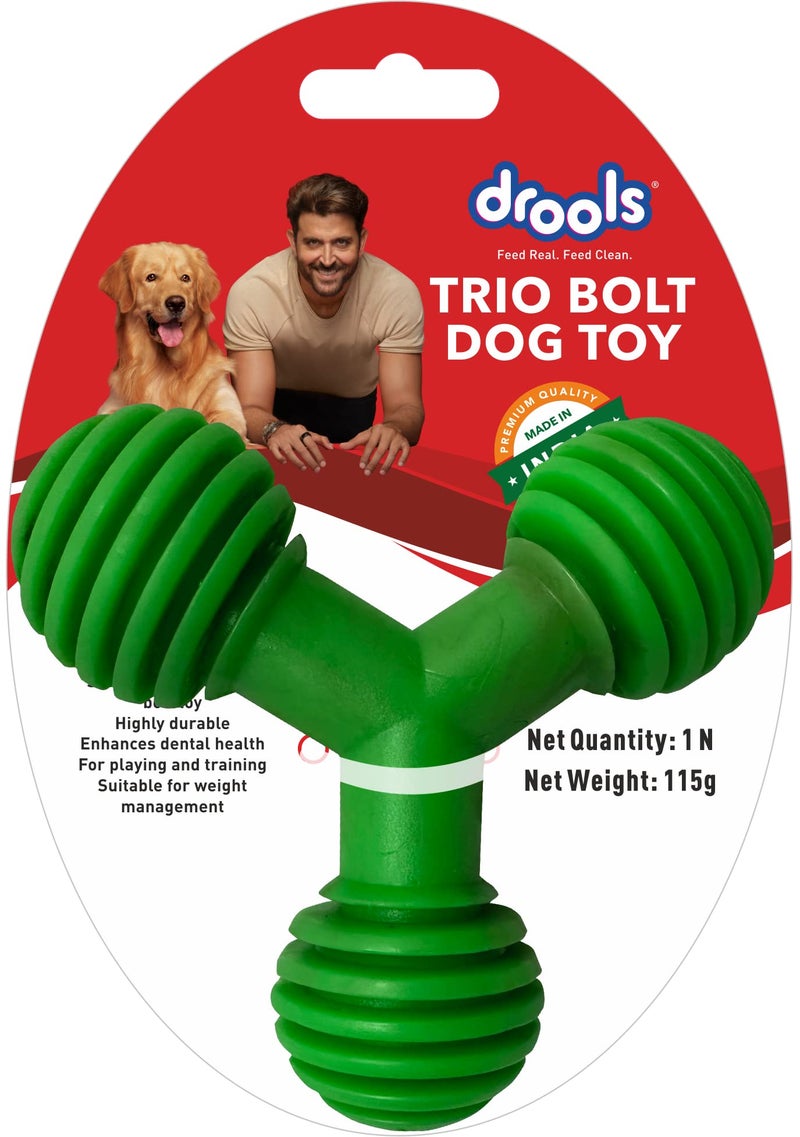 Drools Non-Toxic Rubber Toy for Dogs, Trio Bolt Ring 115g Pack | Non Destructive Chewing | Enhance Dental Health | Helps in Weight Management - Image 1
