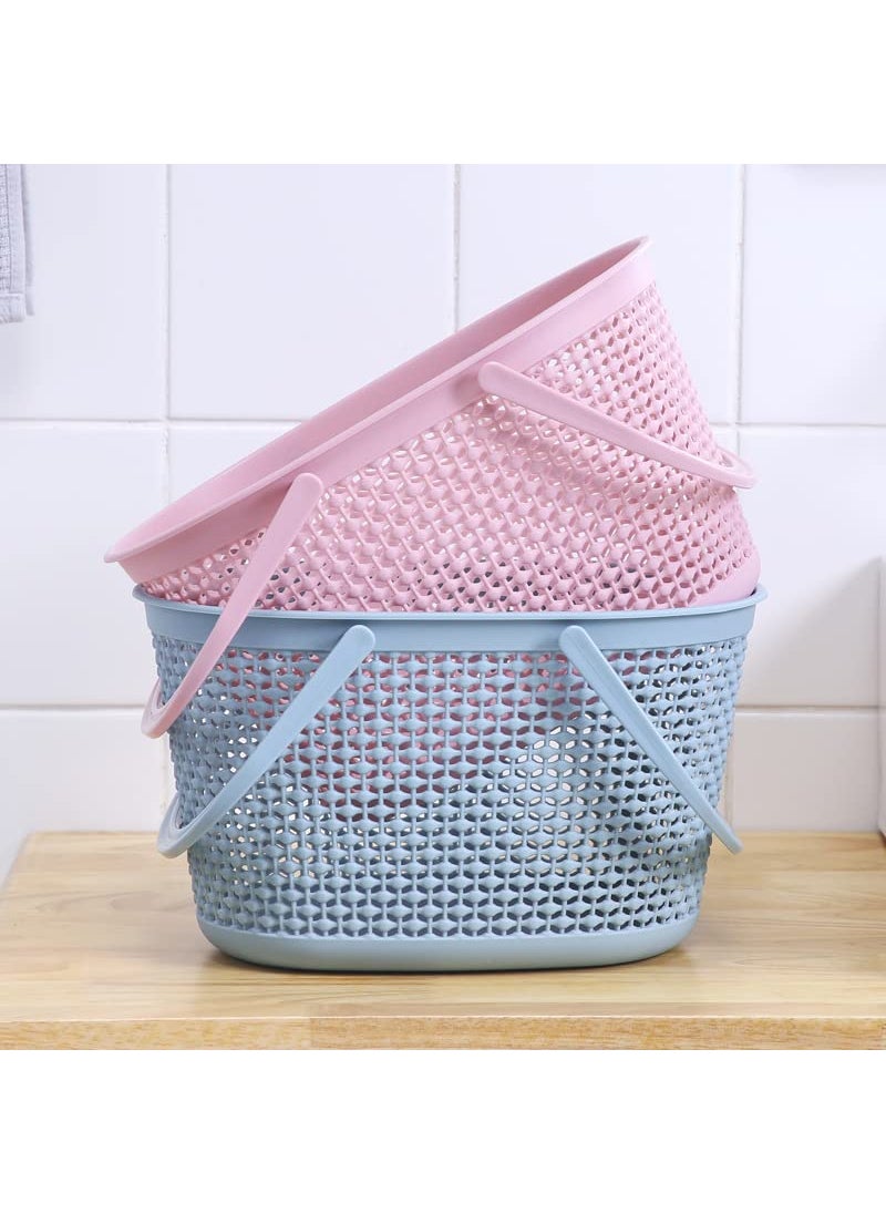 HOMIES INTERNATIONAL HOMIES INTERNATIONAL 1 Piece Wool Pattern Oval Hollow Out Plastic Hand Basket with Handle. Multicolor, Sent Randomly. (32.5 * 22 * 19cm)  - Image 2