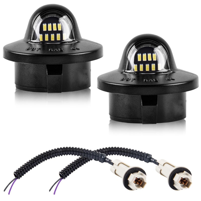 Gempro Led License Plate Light with Socket Wire Harness Compatible with Ford F150 F250 F350 F450 F550 Superduty Bronco Excursion Ranger Expedition Explorer Rear Tag Lamps - Image 1