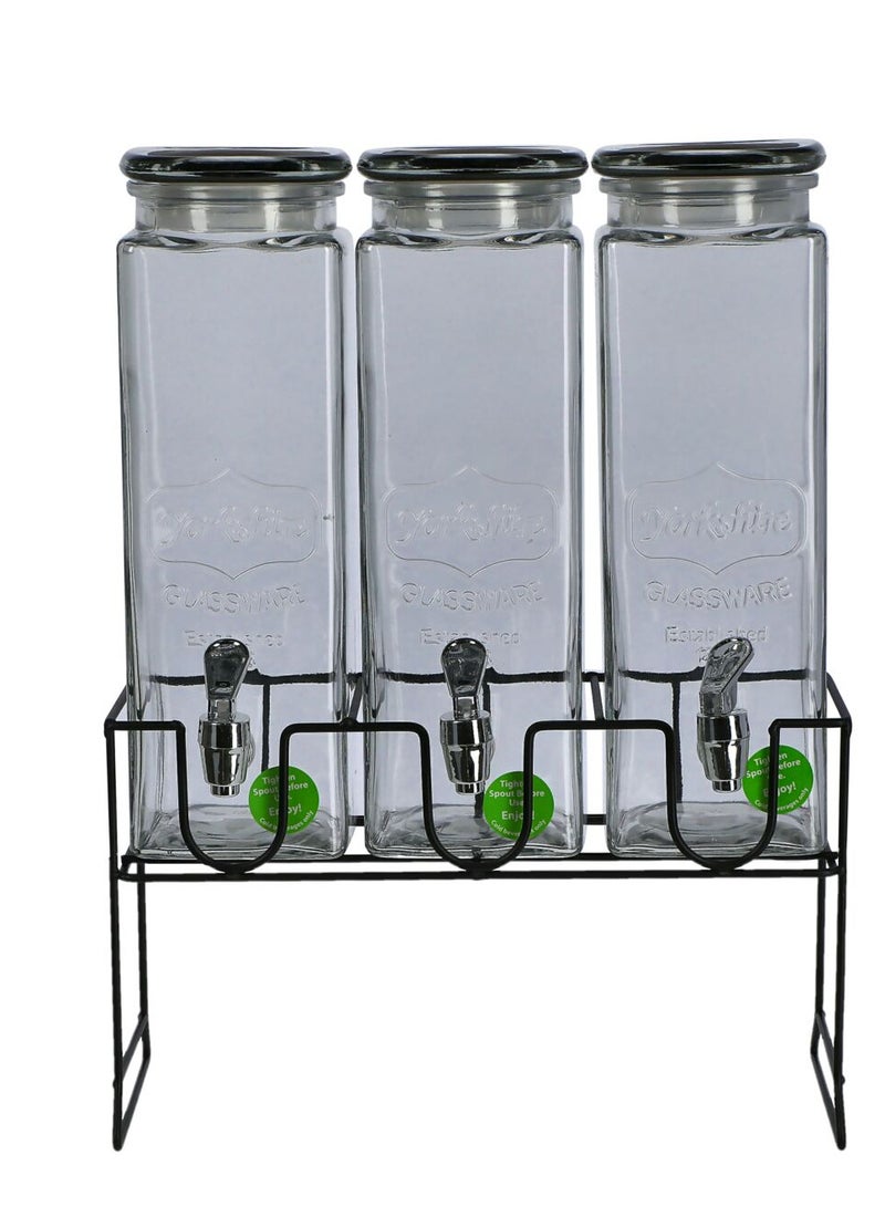 Contemporary 3-piece glass dispensers with clear base 6.9 quart capacity  - Image 1