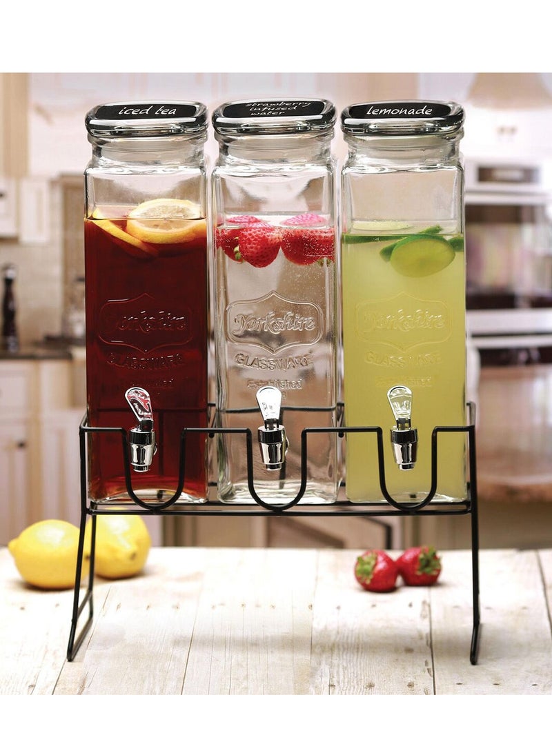 Contemporary 3-piece glass dispensers with clear base 6.9 quart capacity  - Image 2