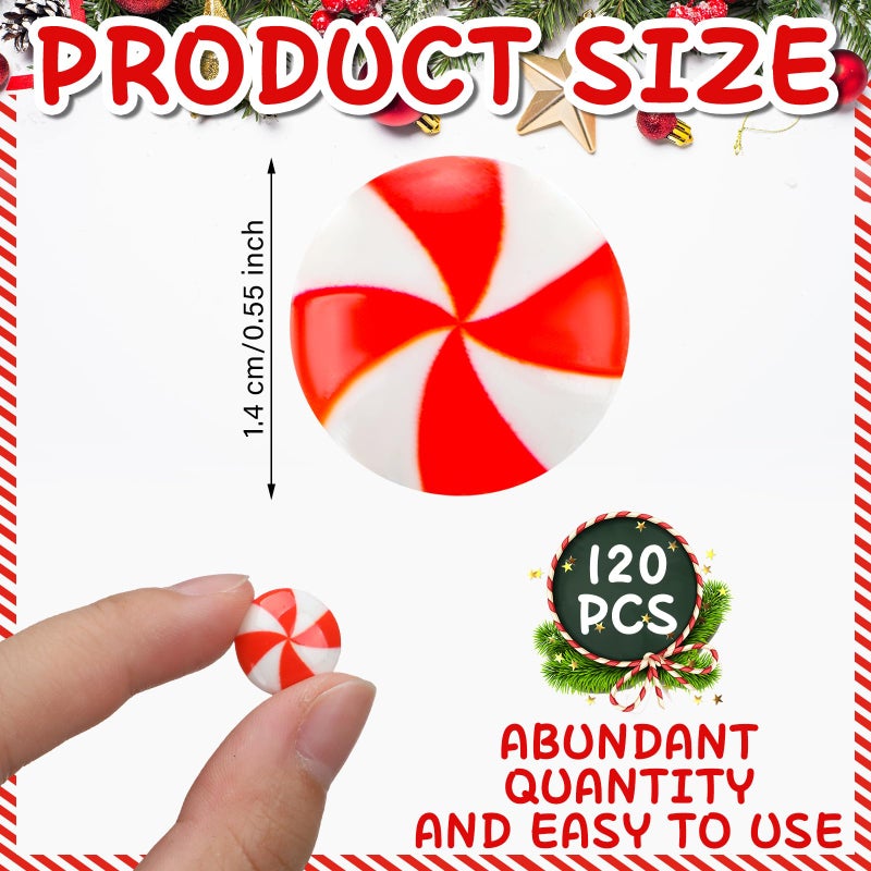 Giegxin 120 Pcs Christmas Candy Cane Decorations Fake Candy DIY Craft Supplies Peppermint Ornaments for Christmas DIY Garden Accessories Christmas Phone Case Making(Red and White  Candy) - Image 2