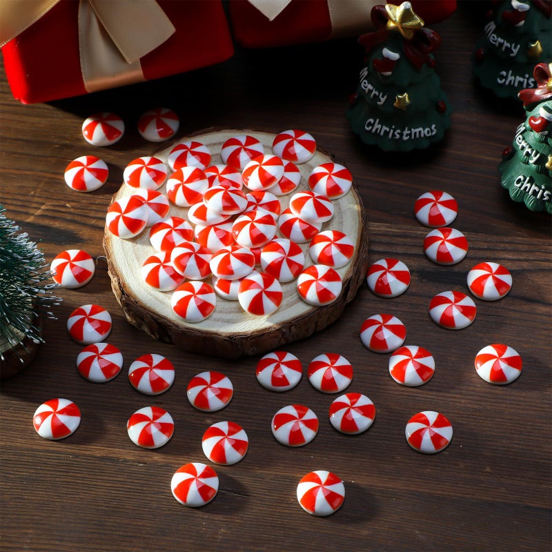 Giegxin 120 Pcs Christmas Candy Cane Decorations Fake Candy DIY Craft Supplies Peppermint Ornaments for Christmas DIY Garden Accessories Christmas Phone Case Making(Red and White  Candy) - Image 5