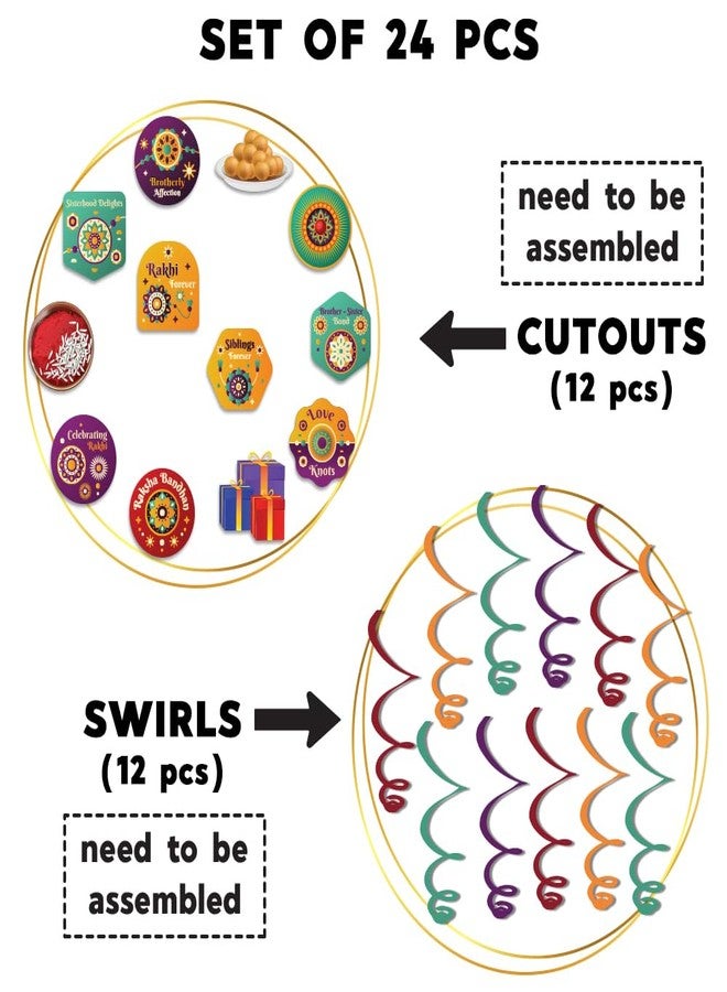 Festiko® Set of 24 Pcs Rakhi Celebration Swirls With Cutouts, Hanging Decoration Supplies, Raksha Bandhan Decoration Combo - Image 2