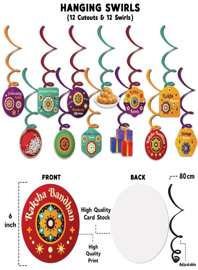 Festiko® Set of 24 Pcs Rakhi Celebration Swirls With Cutouts, Hanging Decoration Supplies, Raksha Bandhan Decoration Combo - Image 3
