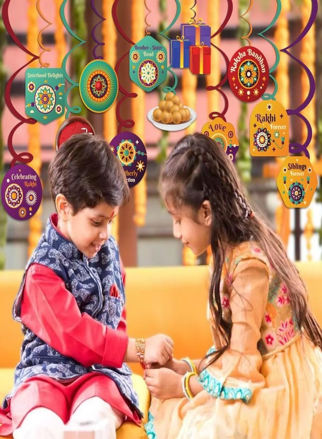 Festiko® Set of 24 Pcs Rakhi Celebration Swirls With Cutouts, Hanging Decoration Supplies, Raksha Bandhan Decoration Combo - Image 5