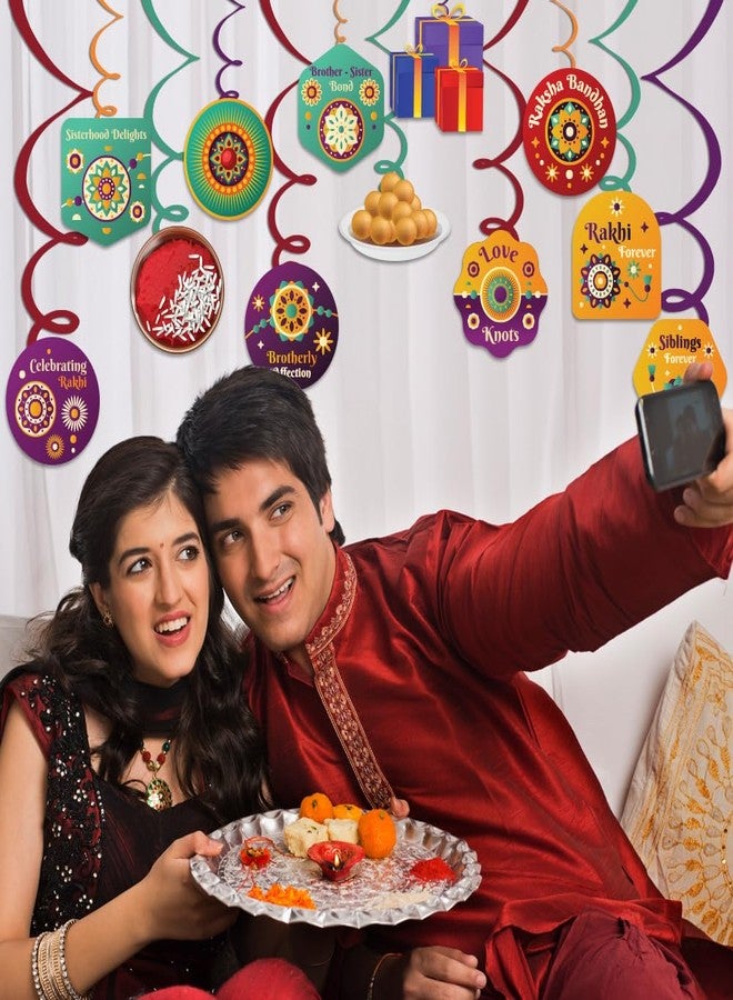 Festiko® Set of 24 Pcs Rakhi Celebration Swirls With Cutouts, Hanging Decoration Supplies, Raksha Bandhan Decoration Combo - Image 4
