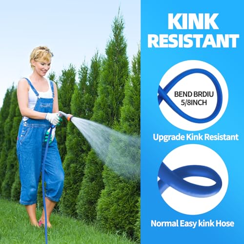 YOTOO Heavy Duty Garden Hose, Water Hose 5/8-Inch by 50-Feet 500 PSI Kink Resistant, Flexible with Swivel Grip Handle and 3/4" GHT Solid Brass Fittings, Blue - Image 4