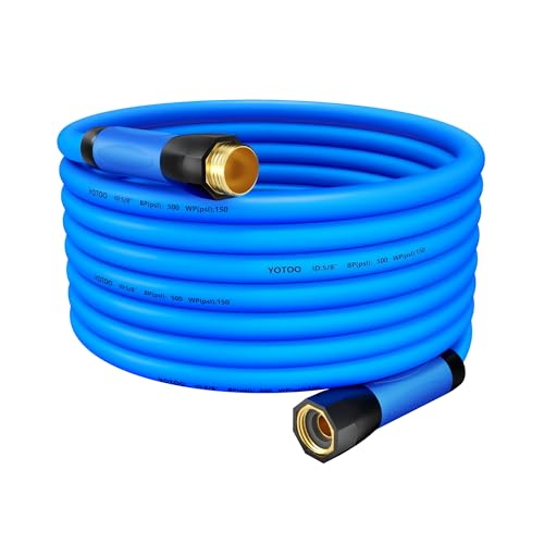 YOTOO Heavy Duty Garden Hose, Water Hose 5/8-Inch by 50-Feet 500 PSI Kink Resistant, Flexible with Swivel Grip Handle and 3/4" GHT Solid Brass Fittings, Blue - Image 1