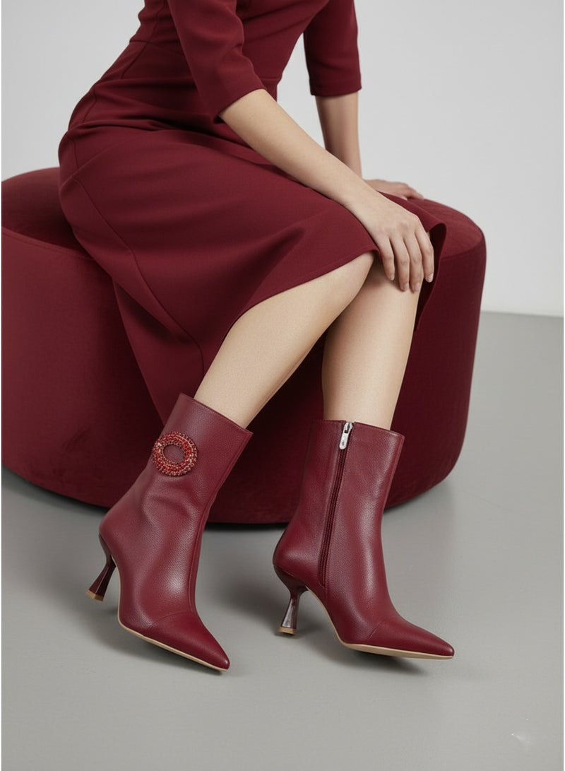 فيبراندا بوت جلد انيق مزين بكرستال من الجانب - Image 1