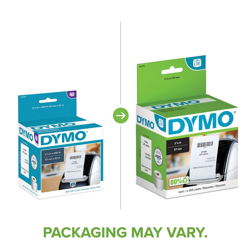 DYMO Authentic LW Continuous Labels, DYMO Labels for LabelWriter Label Printers, 2-1/4" x 300-Feet, 1 Roll - Image 2