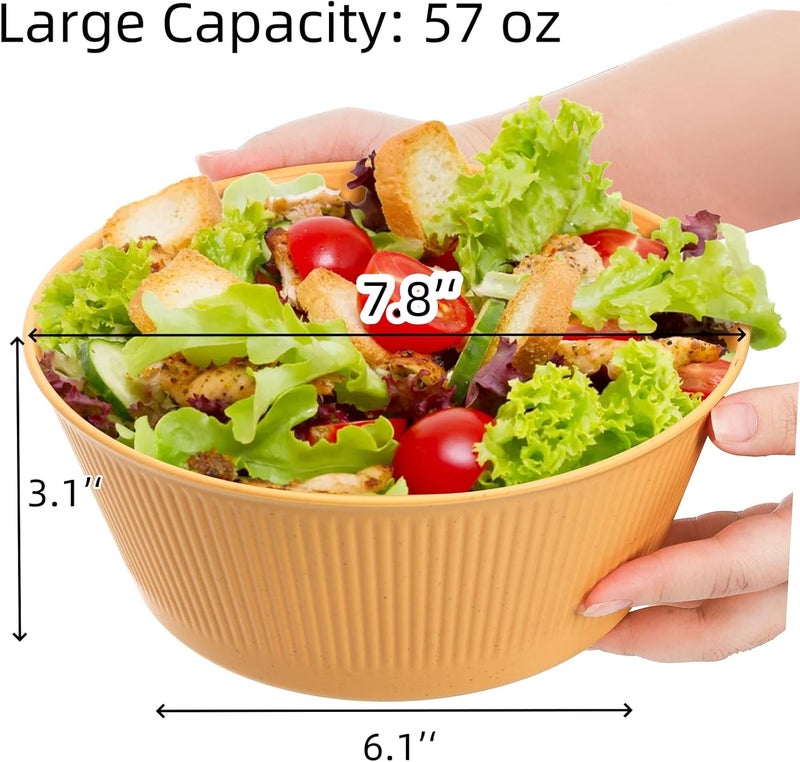 Cididu Set of 12 Large Unbreakable Cereal Bowls 57 Oz Wheat Straw Bowl BPA Free Salad Dessert Serving Bowl for Soup Oatmeal Fruit Stackable Big Bowls for Kitchen Party Microwave Dishwasher Safe - Image 2