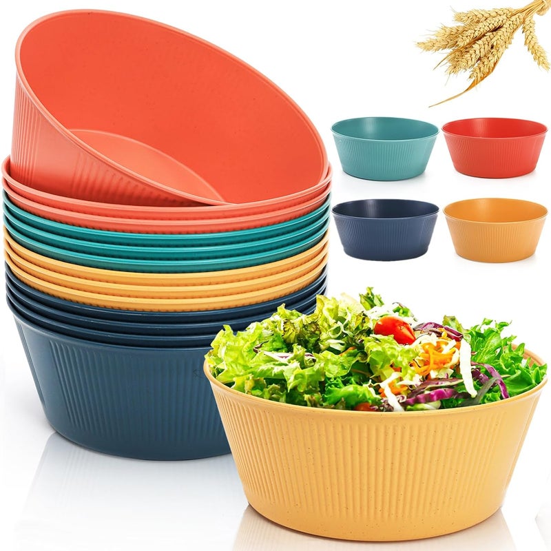 Cididu Set of 12 Large Unbreakable Cereal Bowls 57 Oz Wheat Straw Bowl BPA Free Salad Dessert Serving Bowl for Soup Oatmeal Fruit Stackable Big Bowls for Kitchen Party Microwave Dishwasher Safe - Image 1