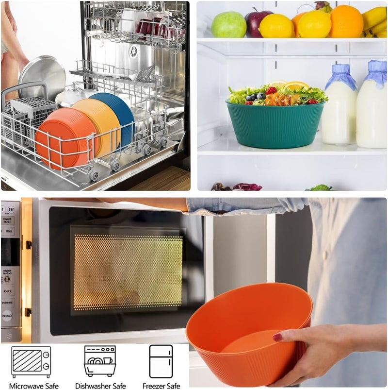 Cididu Set of 12 Large Unbreakable Cereal Bowls 57 Oz Wheat Straw Bowl BPA Free Salad Dessert Serving Bowl for Soup Oatmeal Fruit Stackable Big Bowls for Kitchen Party Microwave Dishwasher Safe - Image 5