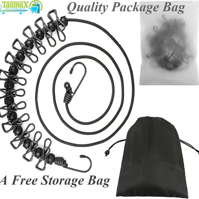 TASMAX Cloth line Rope Rope for Cloth Drying Cloth Drying Rope with Hooks Rope for Drying Clothes Hanging Rope with 12 Clips for Clothes Drying Wire for Clothes Drying Cloth Rope for Drying Pack of 2 - Image 5