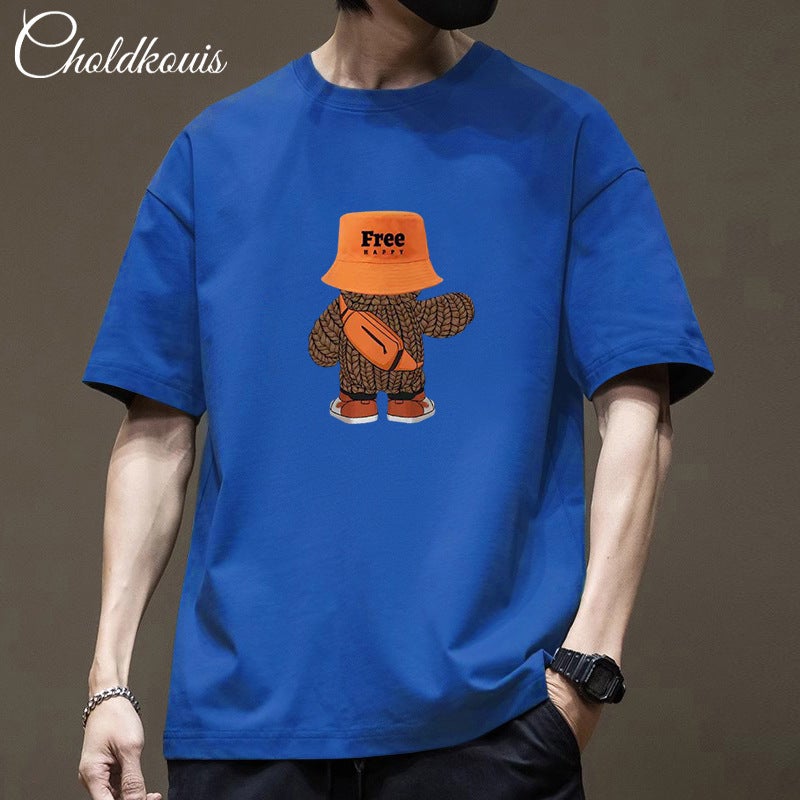 Pure Cotton Short-Sleeved T-Shirt Men'S And Women'S Summer Ins-Style Hong Kong-Style Trendy Half-Sleeved Loose Simple Casual Couple'S T-Shirt For Men - Image 3