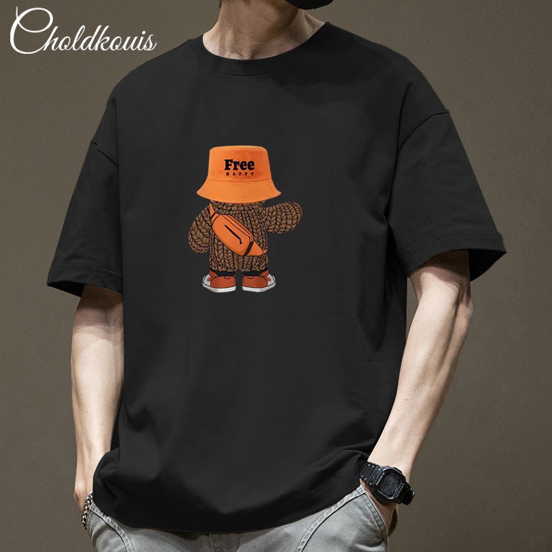 Pure Cotton Short-Sleeved T-Shirt Men'S And Women'S Summer Ins-Style Hong Kong-Style Trendy Half-Sleeved Loose Simple Casual Couple'S T-Shirt For Men - Image 5