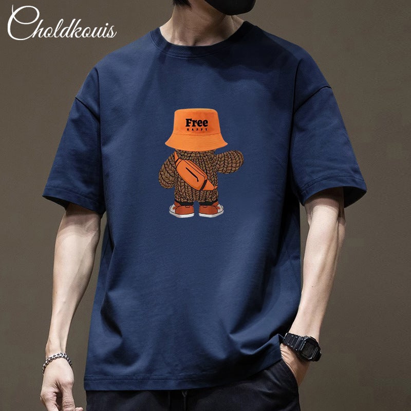 Pure Cotton Short-Sleeved T-Shirt Men'S And Women'S Summer Ins-Style Hong Kong-Style Trendy Half-Sleeved Loose Simple Casual Couple'S T-Shirt For Men - Image 4