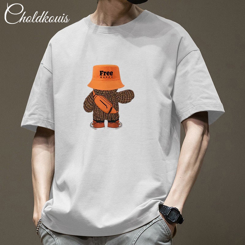 Pure Cotton Short-Sleeved T-Shirt Men'S And Women'S Summer Ins-Style Hong Kong-Style Trendy Half-Sleeved Loose Simple Casual Couple'S T-Shirt For Men - Image 2